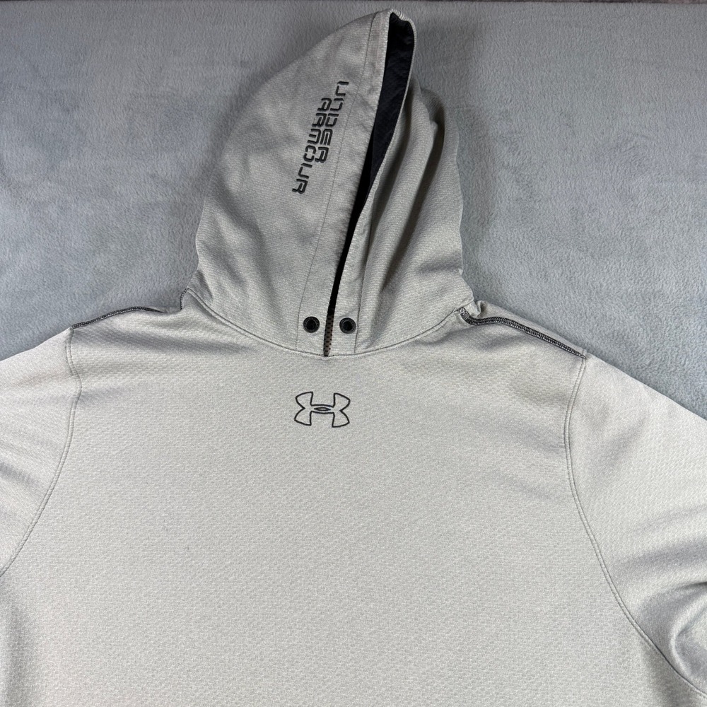 Under Armour Mens XL Gray Loose Fit Hoodie Pullover Mesh Lined Sweatshirt